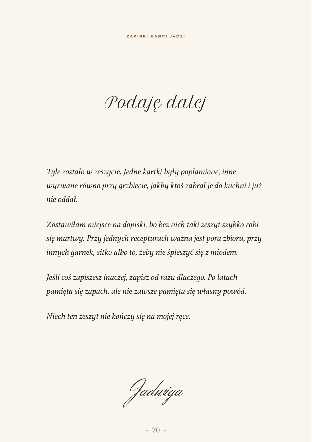 Zakończenie: Podaję dalej - ostatnia strona zeszytu