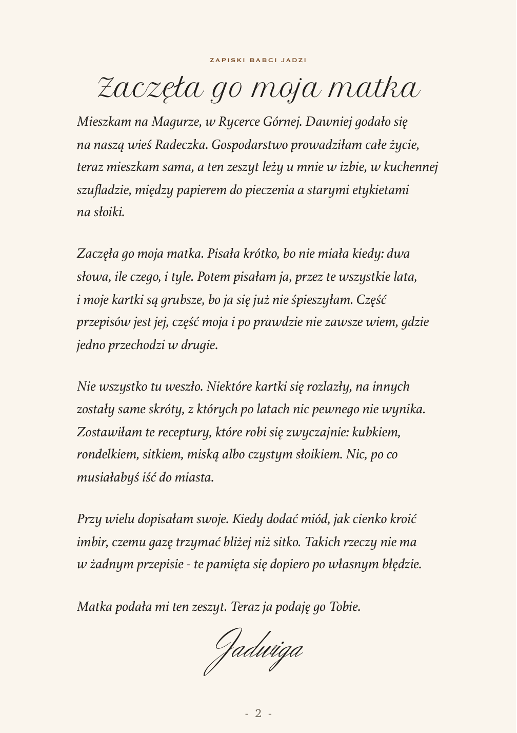 Wstęp: Zaczęła go moja matka - skąd wziął się zeszyt